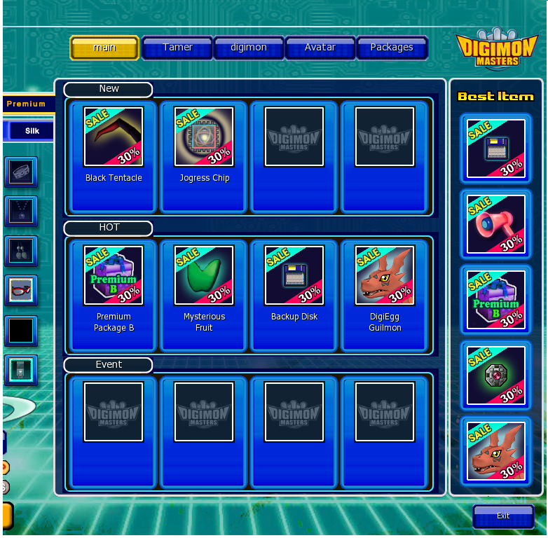 Cash Shop, Digimon Masters Online Wiki